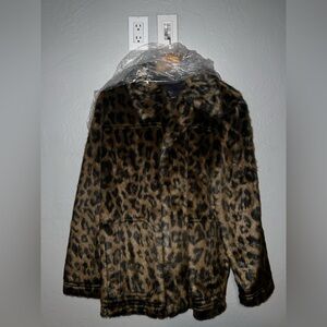 H&M Brown Leopard Print Teddy Jacket